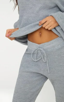 Grey Waffle Knitted Lounge Set