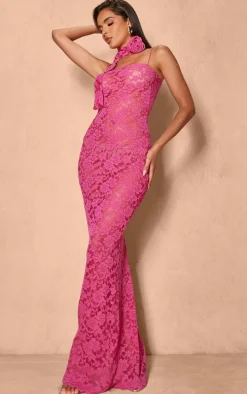 Hot Pink Lace Maxi Dress