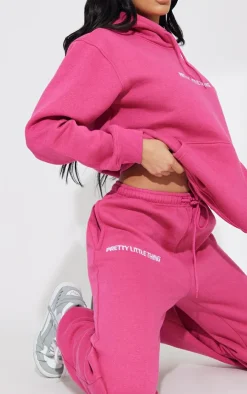 Hot Pink Prettylittlething Graphic Embroidery Sweatpants