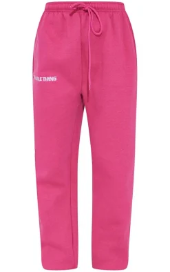 Hot Pink Prettylittlething Graphic Embroidery Sweatpants