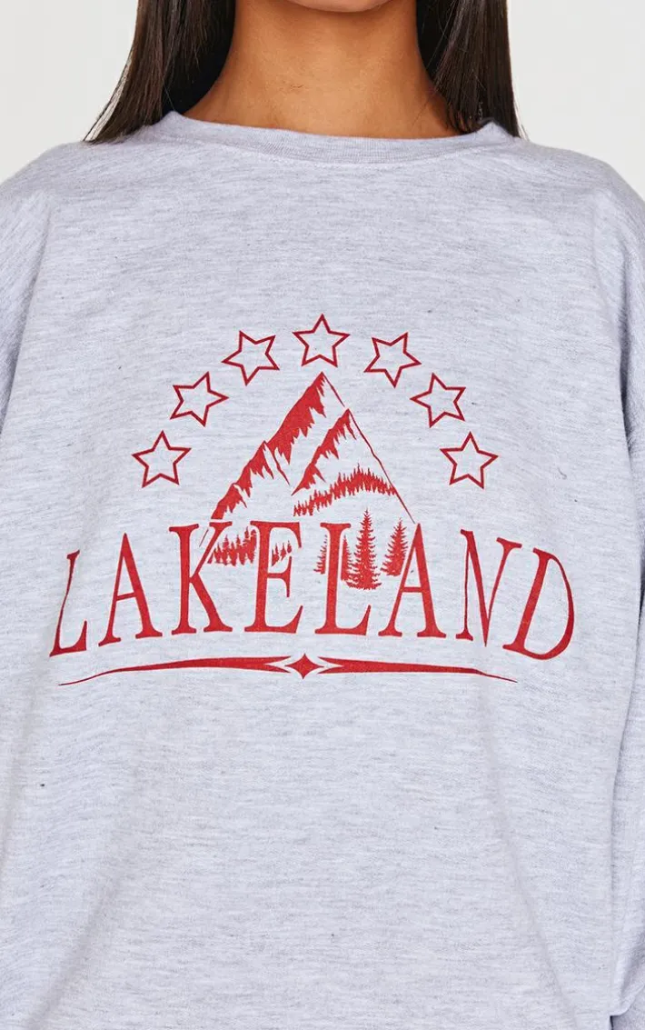 Ice Grey Lakeland Print Sweatshirt