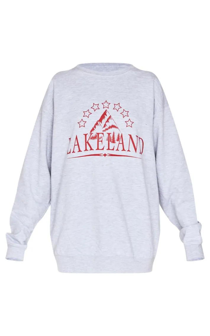 Ice Grey Lakeland Print Sweatshirt