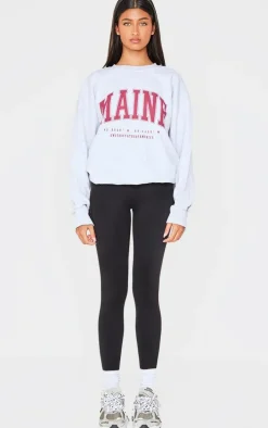 Ice Grey Maine Print Oversized Sweatshirt