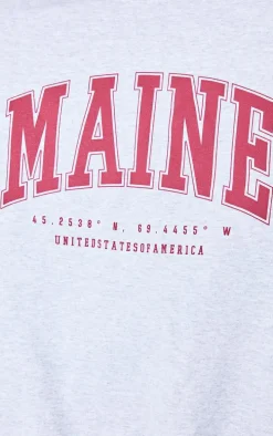 Ice Grey Maine Print Oversized Sweatshirt