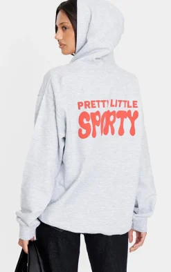 Ice Grey Pretty Little Sporty Back Puff Print Hoodie