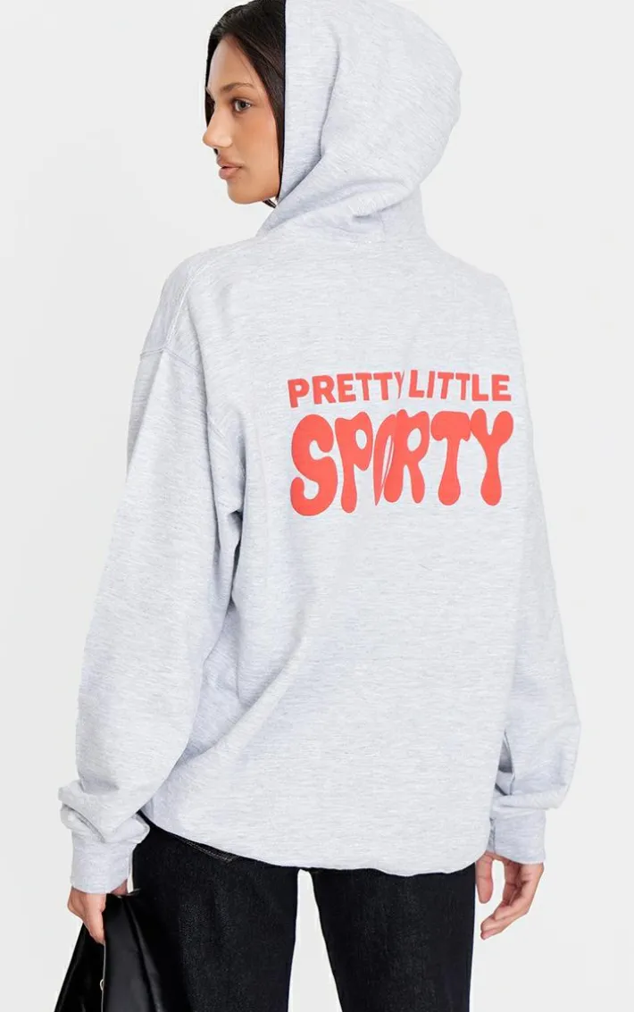 Ice Grey Pretty Little Sporty Back Puff Print Hoodie