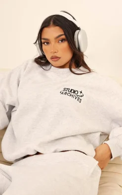 Ice Grey Studio Archive Embroidered Oversized Sweatshirt