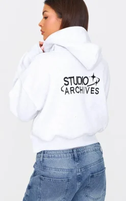 Ice Grey Studio Archive Embroidered Zip Up Jacket