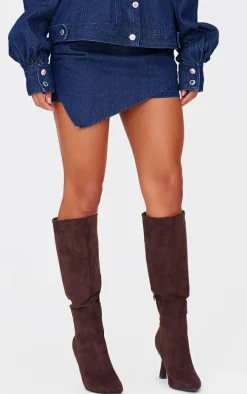 Indigo Asymmetric Layered Panel Denim Mini Skirt