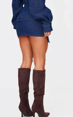 Indigo Asymmetric Layered Panel Denim Mini Skirt