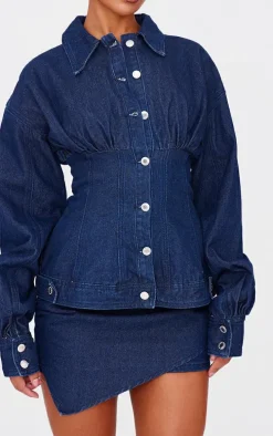 Indigo Asymmetric Layered Panel Denim Mini Skirt