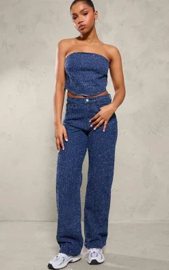 Indigo Bobble Denim Corset Crop Top