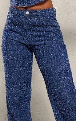 Indigo Bobble Denim High Waist Wide Leg Jean