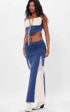 Indigo Denim Lace Insert Bralet