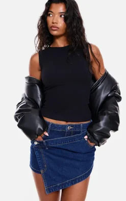 Indigo Denim Wrap Around Mini Skirt