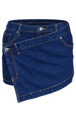 Indigo Denim Wrap Around Mini Skirt
