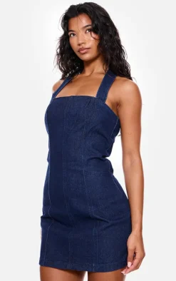 Indigo Halterneck Denim Mini Dress