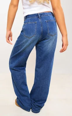 Indigo Layered Exposed Pocket Wide Leg Jeans