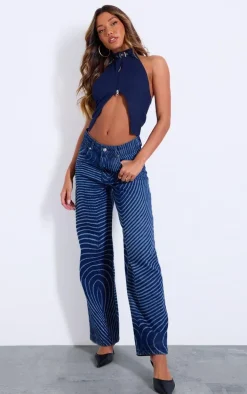 Indigo Lazer Swirl Print Jeans