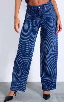 Indigo Lazer Swirl Print Jeans
