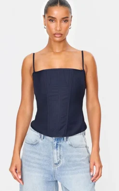 Indigo Premium Woven Lace Up Back Corset