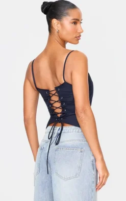 Indigo Premium Woven Lace Up Back Corset