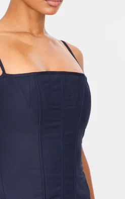 Indigo Premium Woven Lace Up Back Corset