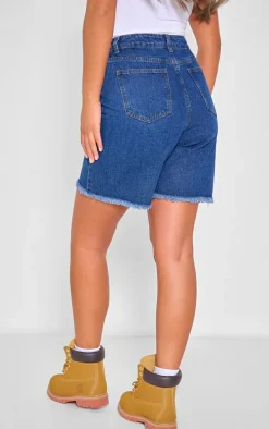 Indigo Raw Hem Denim Jorts