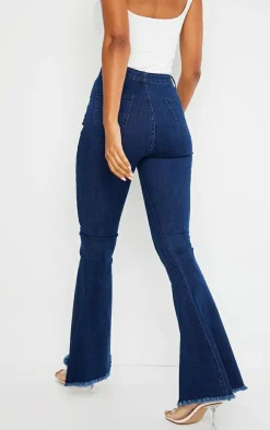 Indigo Raw Hem Extreme Bell Flare Jeans