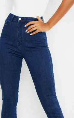 Indigo Raw Hem Extreme Bell Flare Jeans