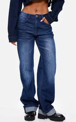 Indigo Turn Up Hem Jeans