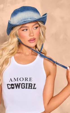 Indigo Washed Denim Cowboy Hat