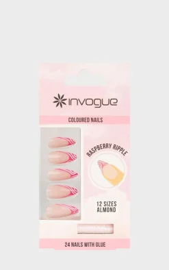 Invogue Raspberry Ripple Almond Nails (24 Pieces)