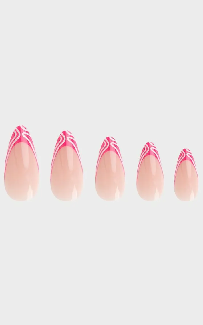 Invogue Raspberry Ripple Almond Nails (24 Pieces)