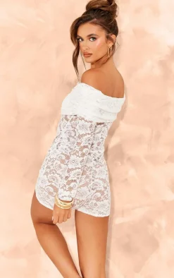 Ivory Lace Bardot Romper