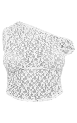 Ivory Lace Sheer Asymmetric Top