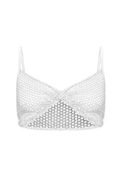 Ivory Metallic Sequin Twist Front Strappy Bralet