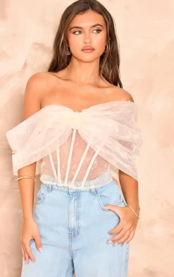 Ivory Organza Bow Corset