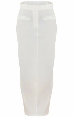 Ivory Tailored Seam Detail Back Pocket Maxi Skirt