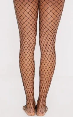Kelsie Black Medium Net Fishnet Tights