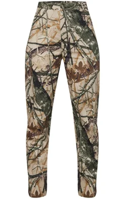 Khaki Abstract Camo Wide Leg Cargo Pants