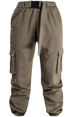 Khaki Buckle Detail Cargo Pants