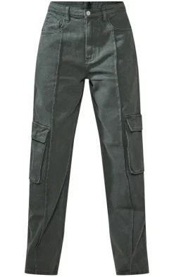 Khaki Cargo Pocket Detail Baggy Boyfriend Jeans