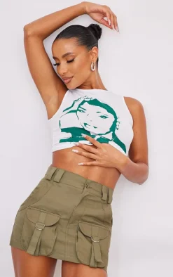 Khaki Cargo Pocket Detail Micro Mini Skirt