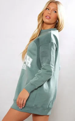 Khaki Contrast North Carolina Graphic Sweater Dress