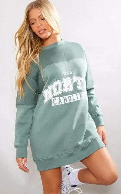 Khaki Contrast North Carolina Graphic Sweater Dress