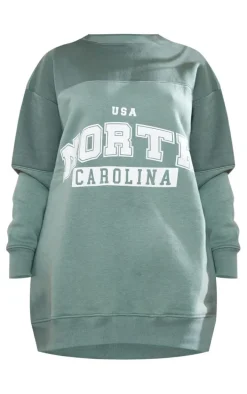 Khaki Contrast North Carolina Graphic Sweater Dress