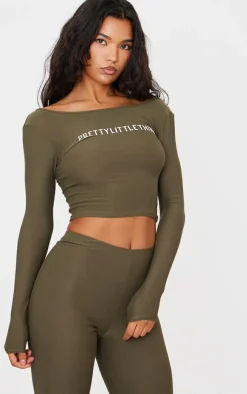 Khaki Cotton Long Sleeve Top