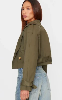 Khaki Cropped Trench Coat