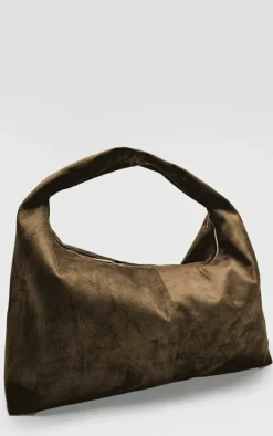 Khaki Faux Suede Oversized Slouchy Tote Bag